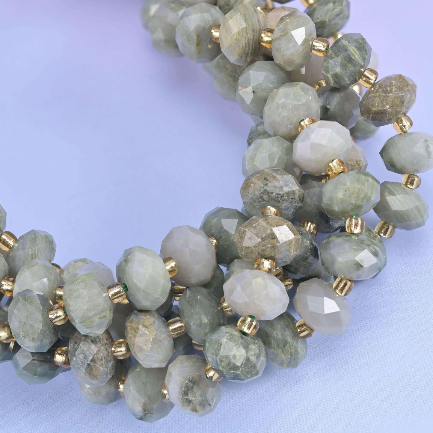 Green Rabbit Fur Quartz beads for jewellery making