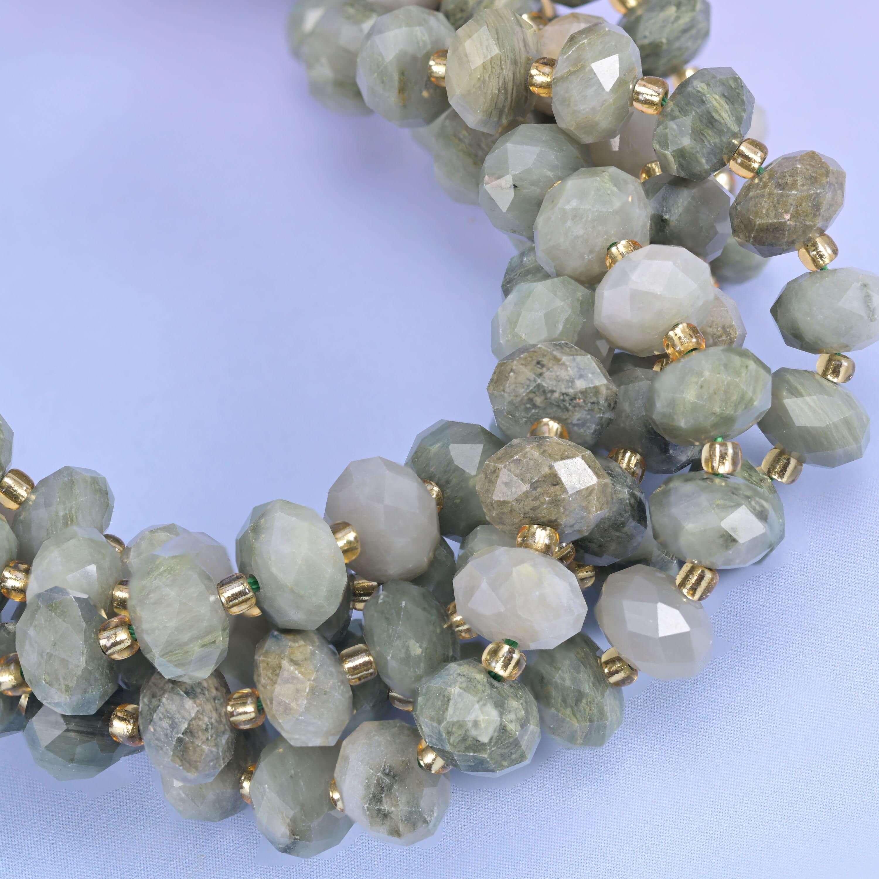 Green Rabbit Fur Quartz beads for jewellery making