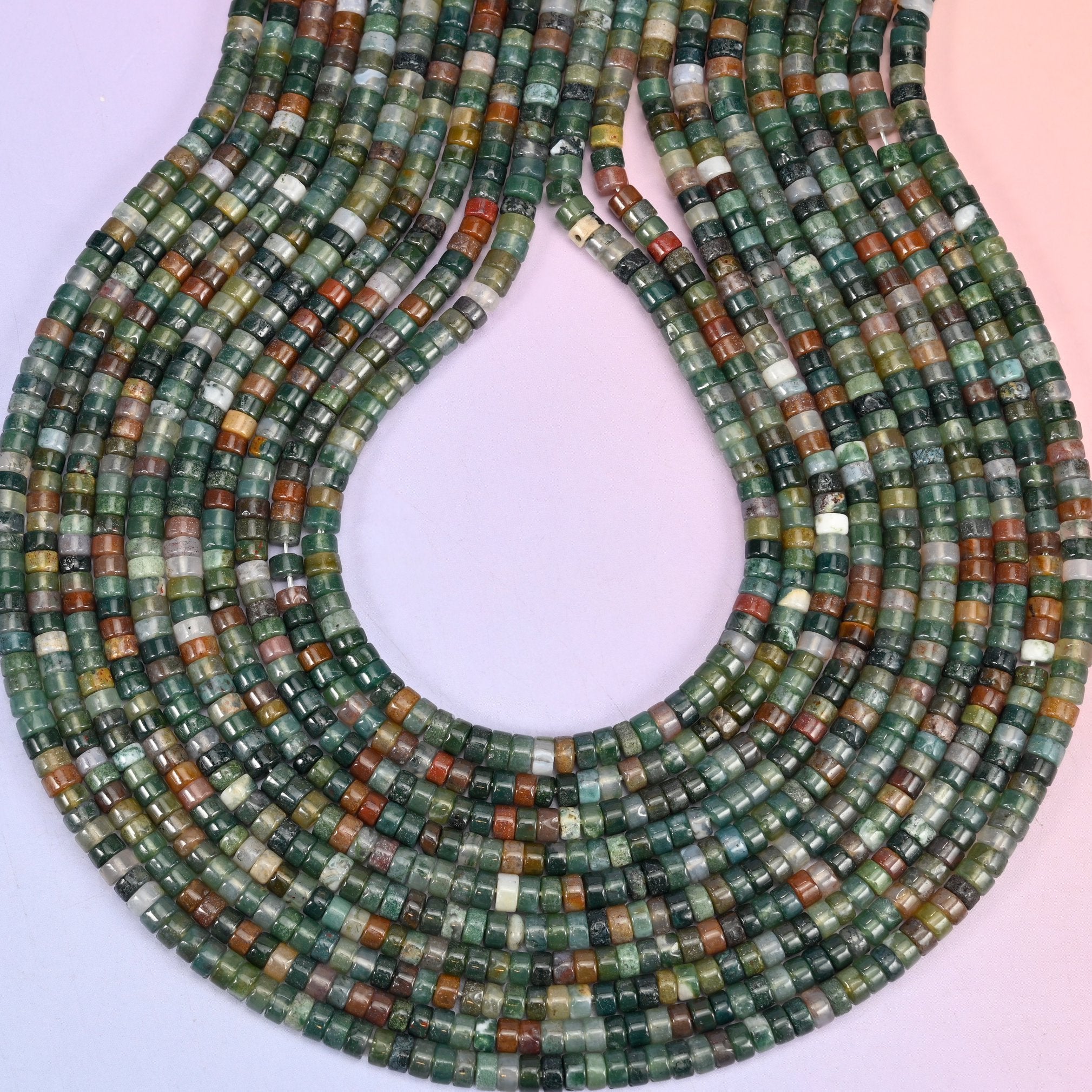 Indian Agate Smooth Heishi Disc Beads, sold per 15.5 inch strand