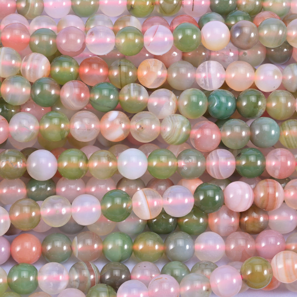 Multi-Color Yanyuan Agate Smooth Round Beads, sold per 15 inch strand