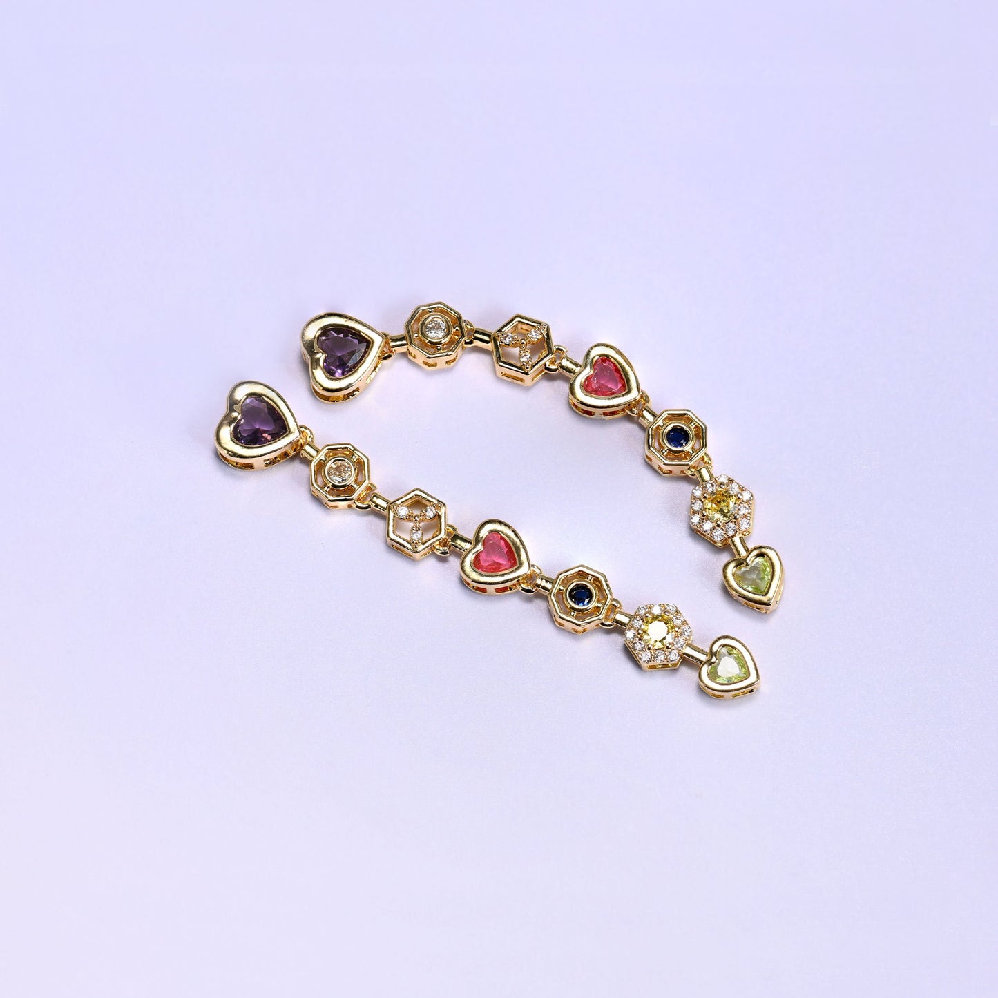 Purple Heart Multicolor Zircon Pendants, 5.12mm thick