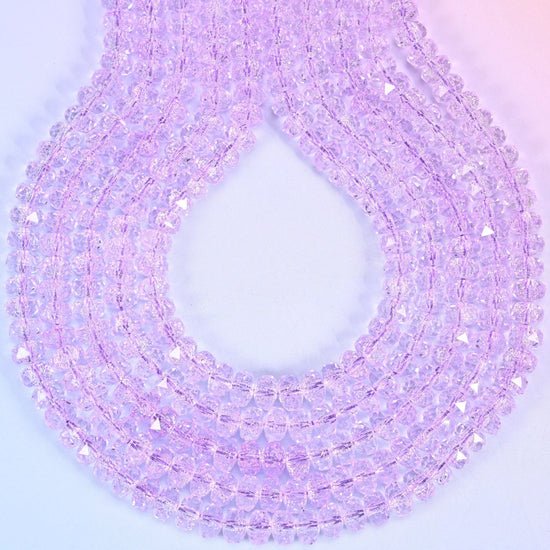 Transparent Purple Faceted Rondelle Glass Beads, hole approximately 1.2mm