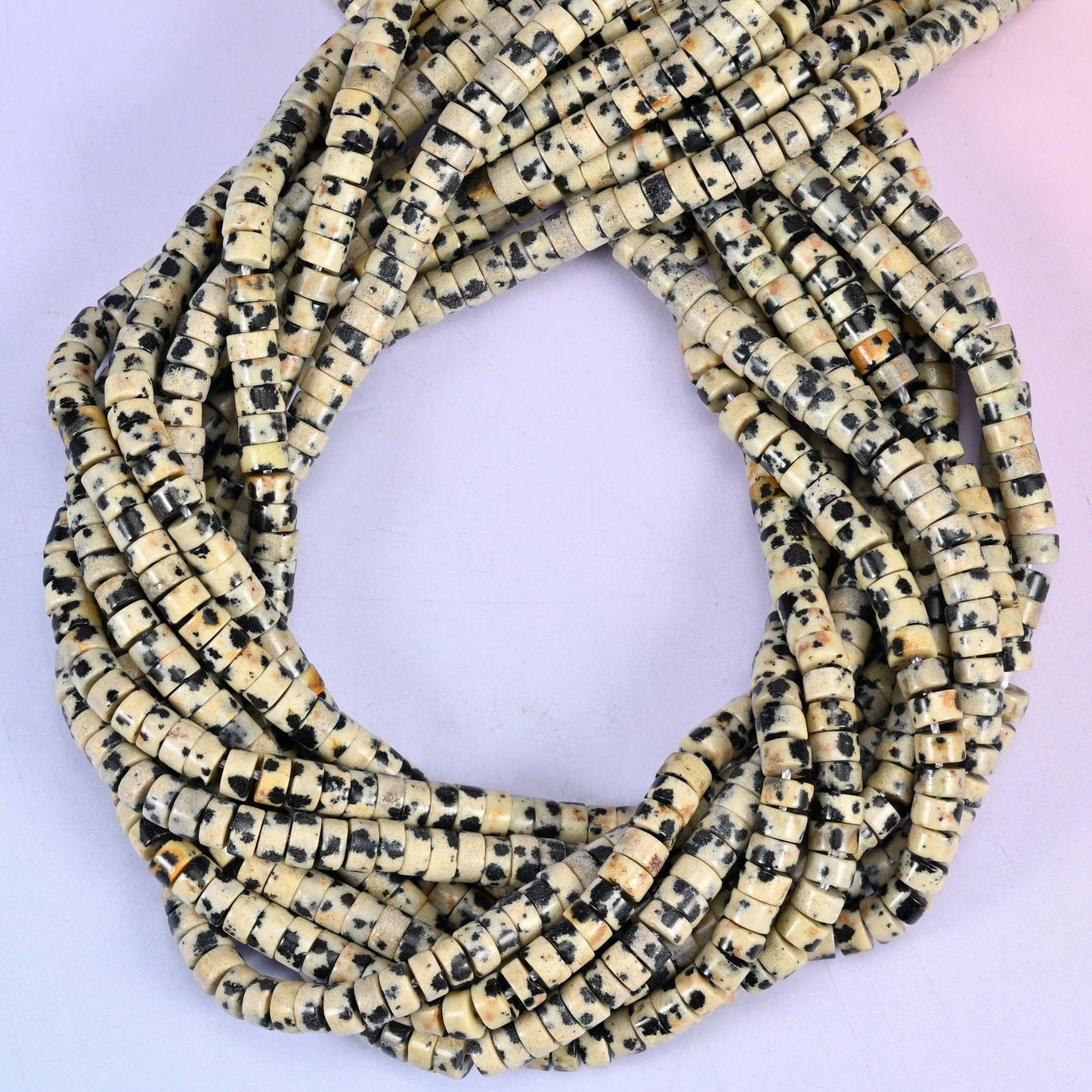 Dalmatian Jasper Smooth Heishi Disc Beads: Jewelry Making Supply, 15.5 Inch Strand