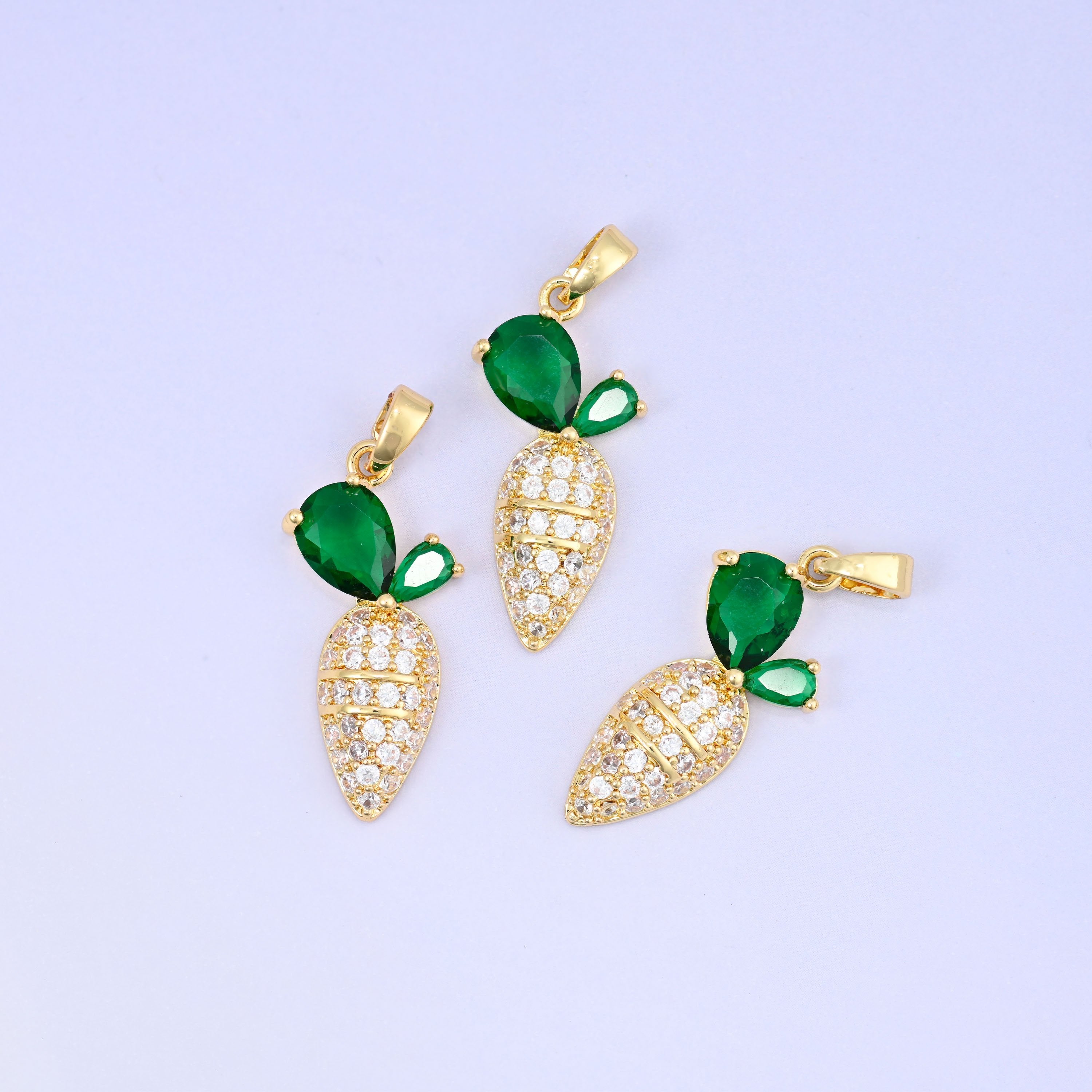 Carrot cut brass, 18k gold plated, beads