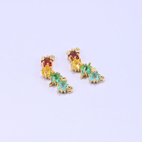 Multicolor 4 Stars Zircon Connector Pendant with claw-set cubic zirconia
