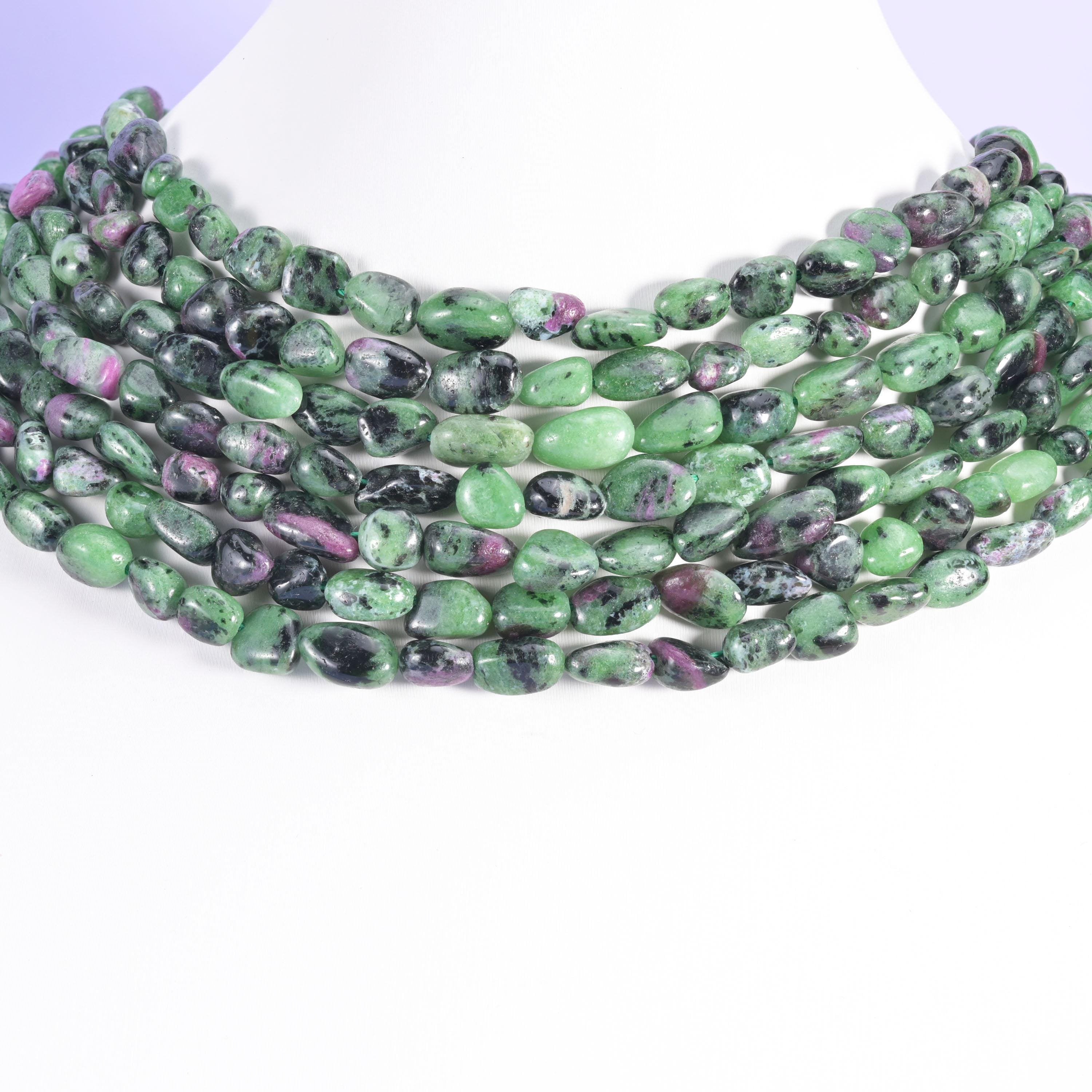 Ruby zoisite beads, pebble nugget shape, 5-10mm