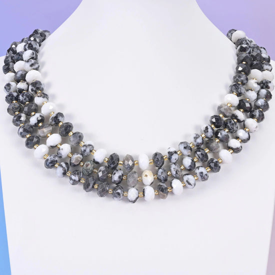 Zebra Jasper beads, faceted rondelle, 6 x 10mm