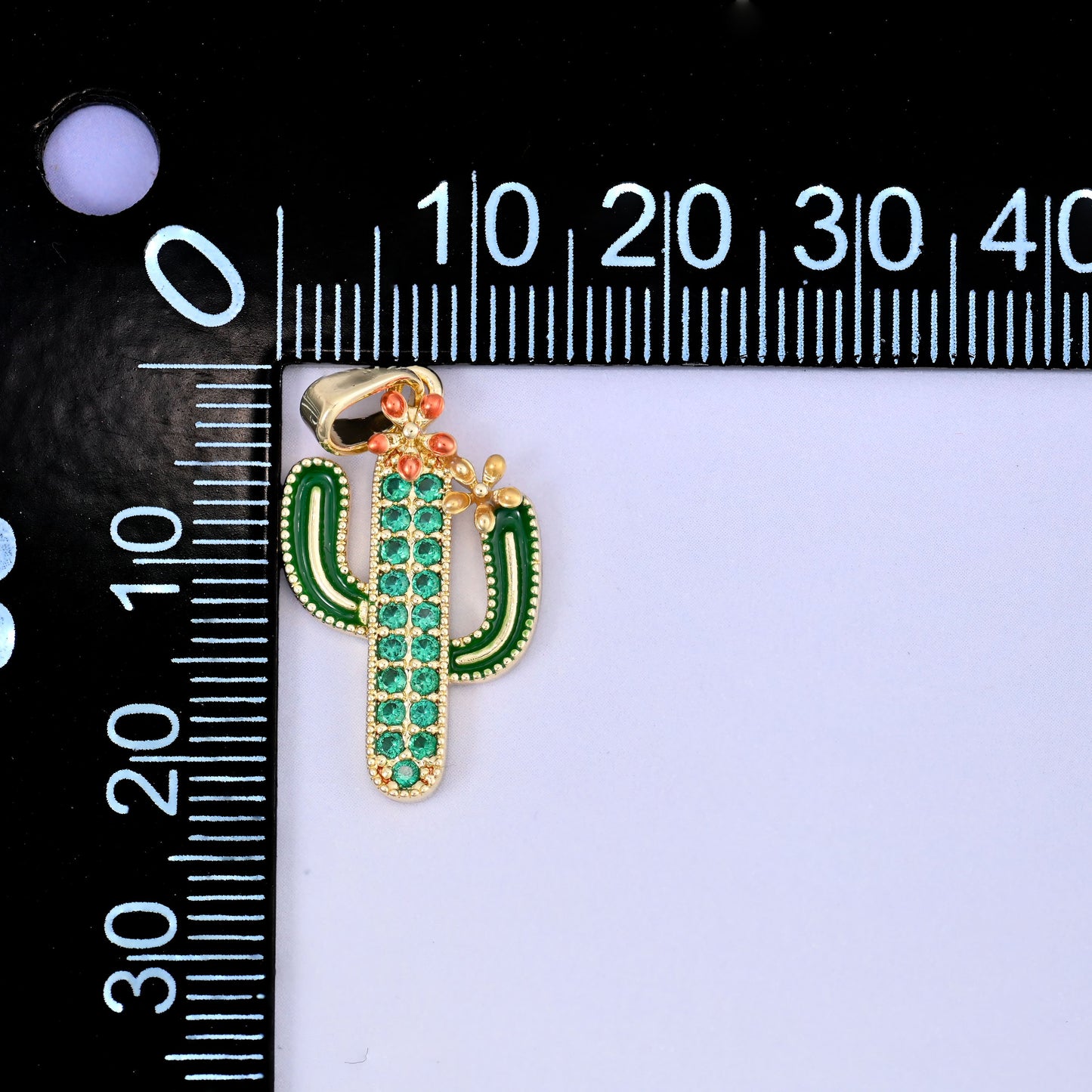Cactus Zircon Charms: 18K Gold Plated Pendants, Jewelry Making Supply