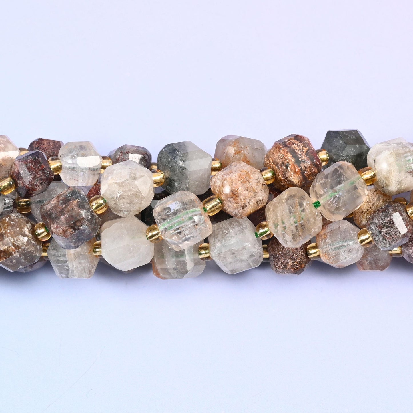 Layer Phantom Quartz Faceted Cube Beads, sold per 15 inch strand