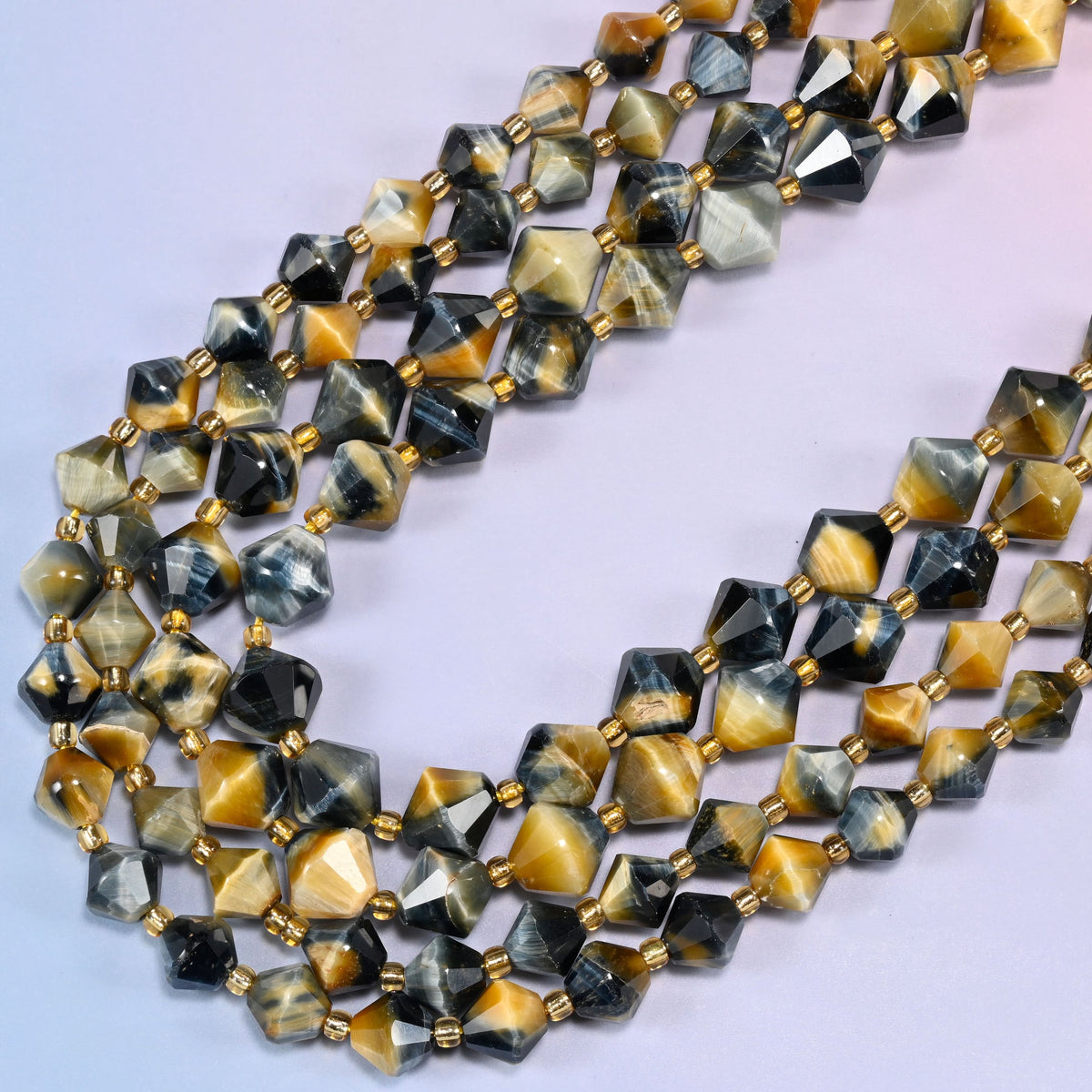 Dream Tiger Eye Bicone Beads 8mm 10mm Jewelry Making 15 Inch Strand