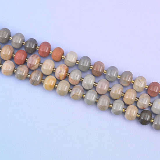 American picture jasper beads in earthy gray, tan and warm brown tones