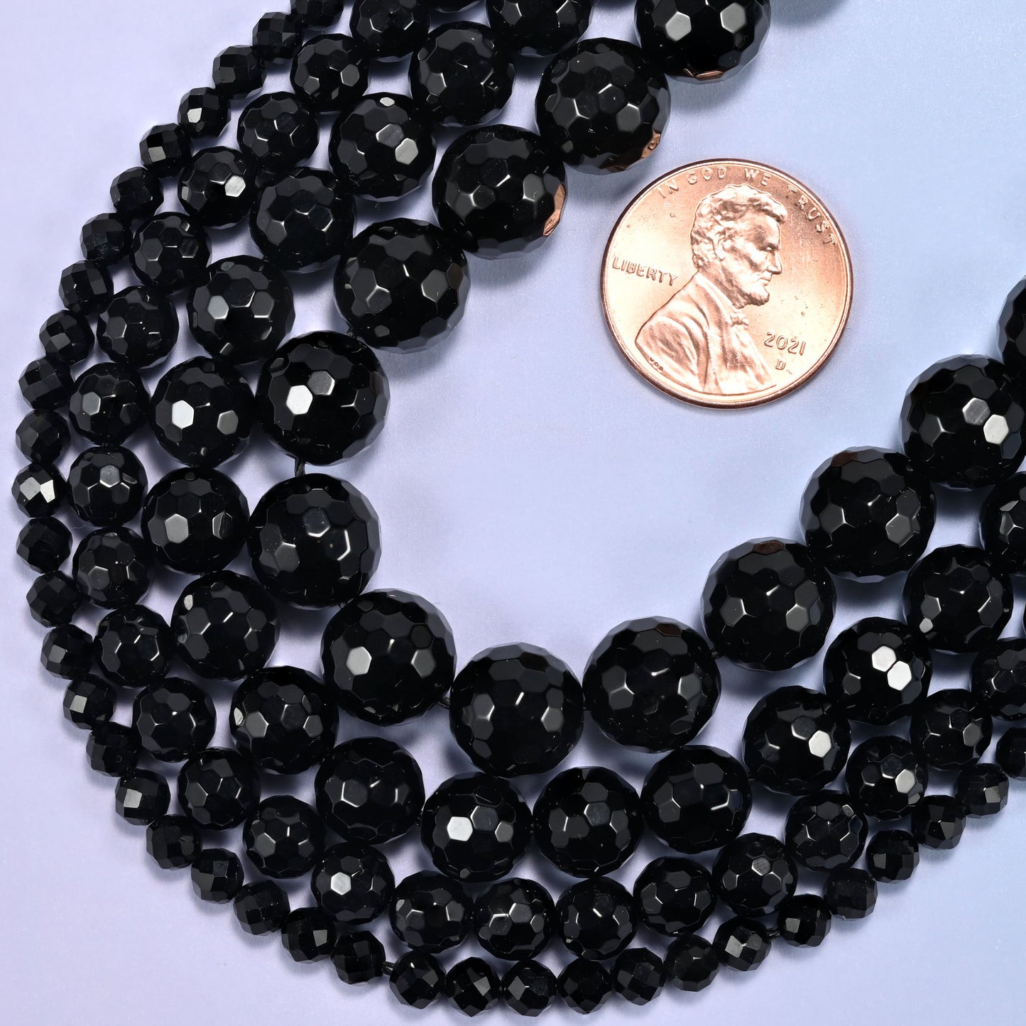 Black Onyx Faceted Round Beads: Jewelry Making, 15 Inch Strand