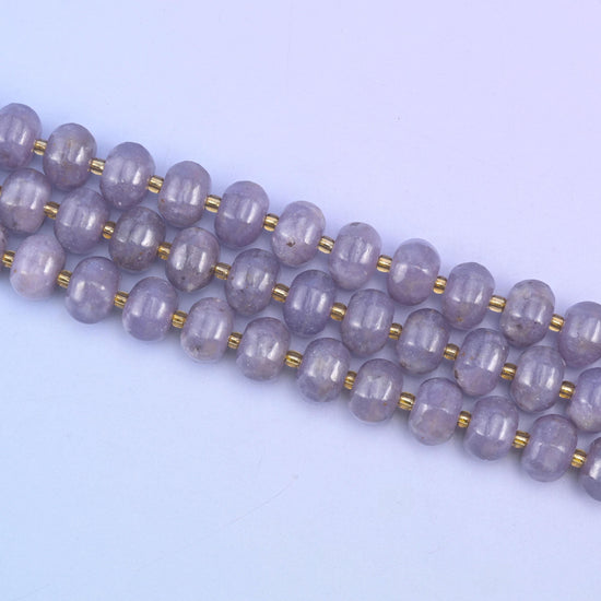 Lepidolite Pumpkin Rondelle Beads in soft calming purple-lilac