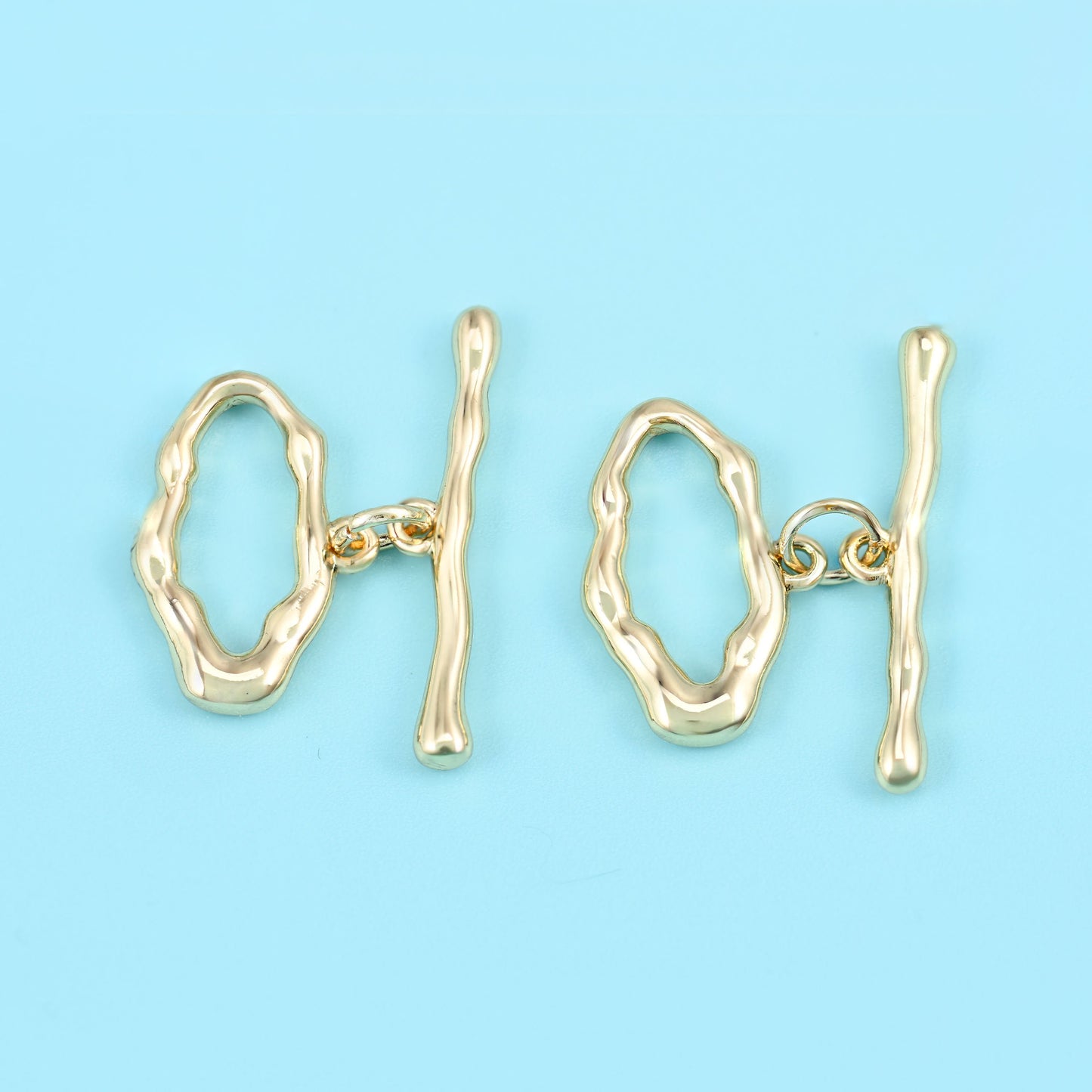 18K gold filled freeform toggle clasp with a hand-textured bar