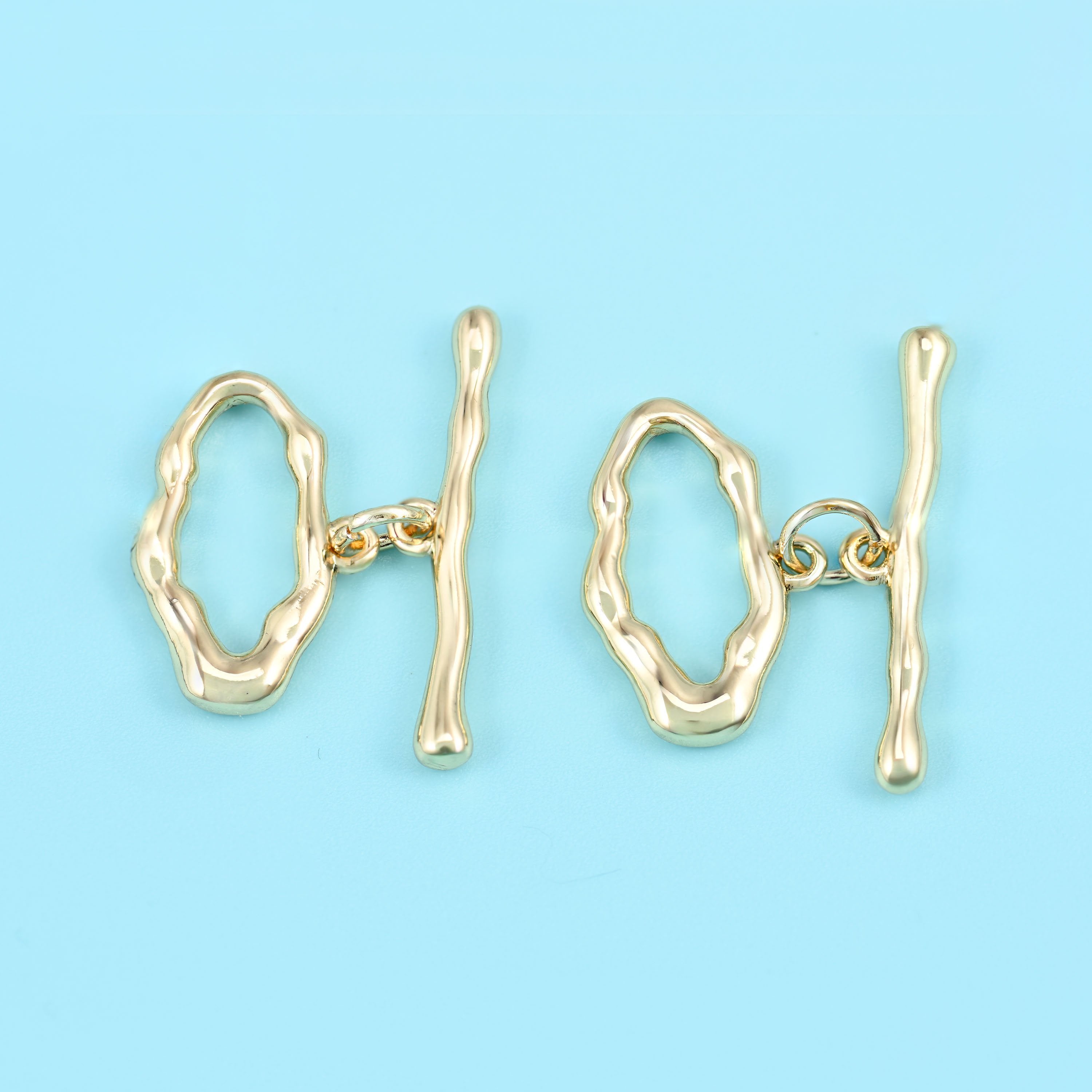 18K gold filled freeform toggle clasp with a hand-textured bar