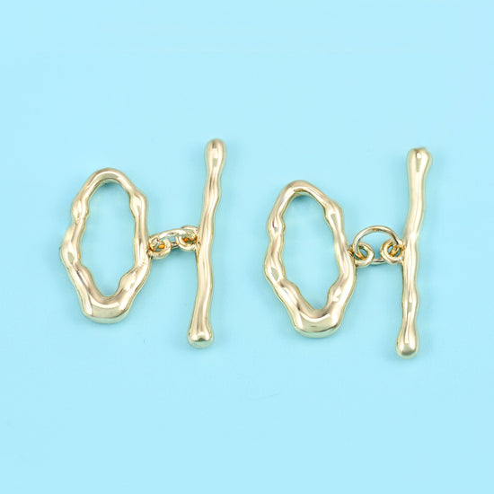 18K gold filled freeform toggle clasp with a hand-textured bar