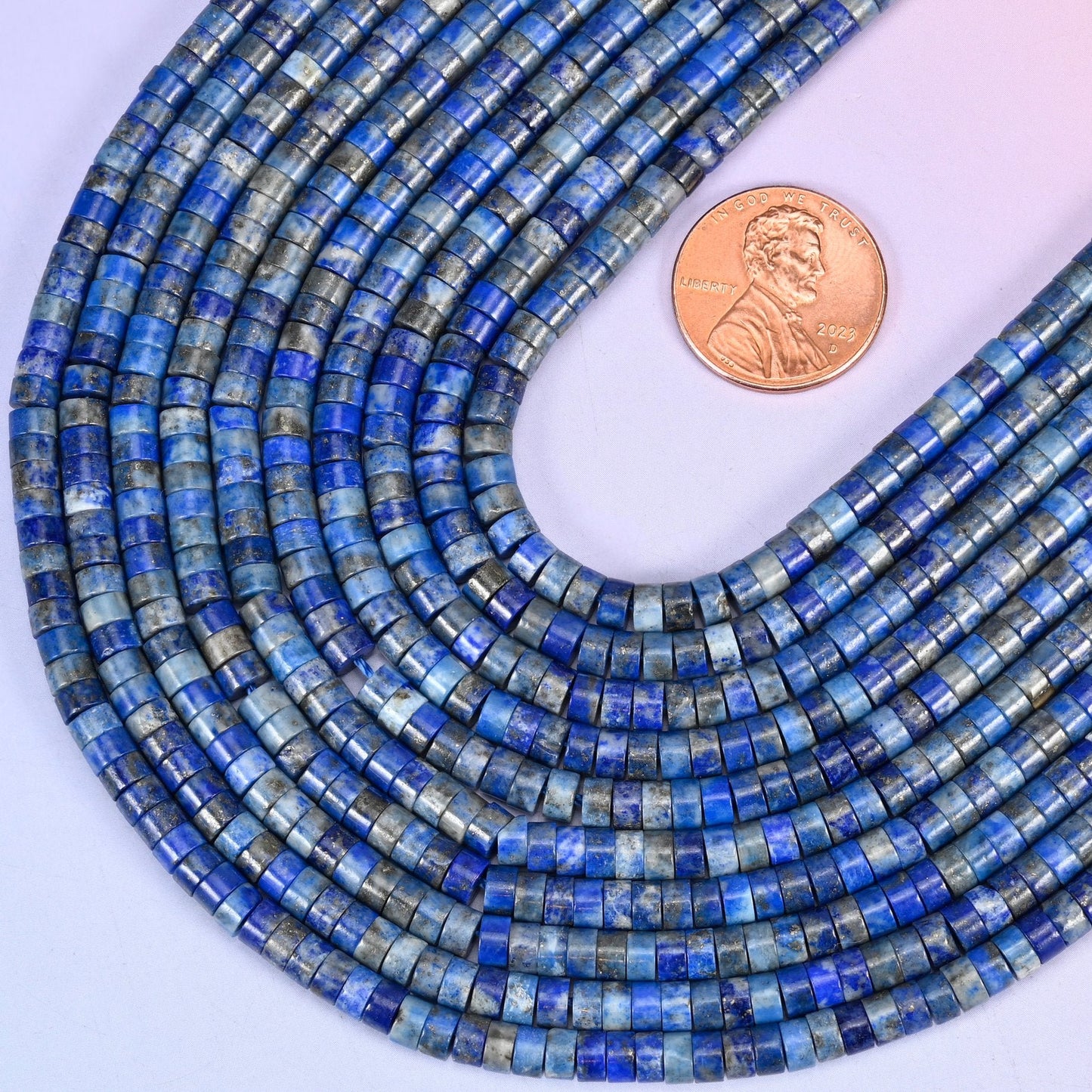 Smooth heishi disc cut Lapis Lazuli beads