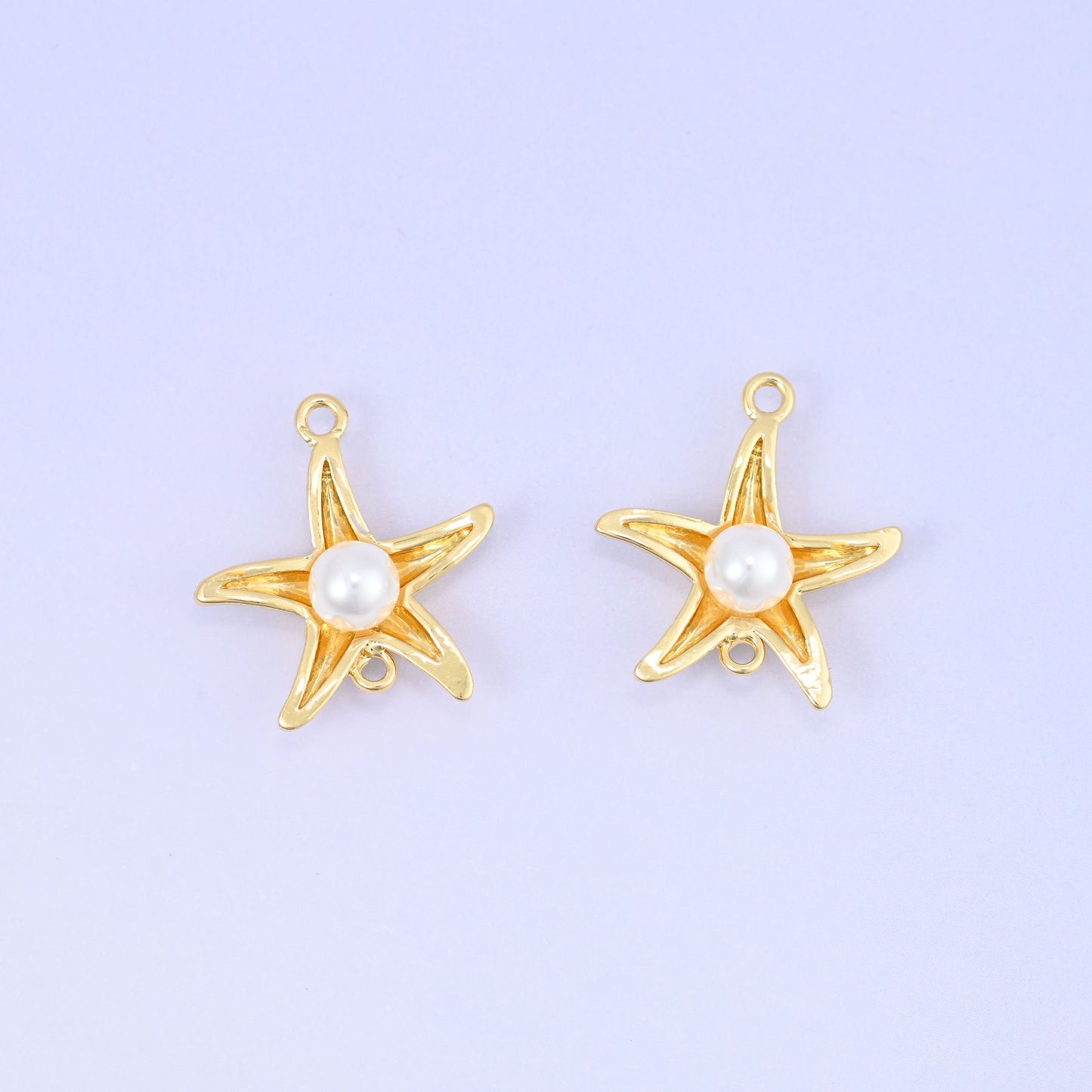 Sea star pearl connector pendants, five-arm starfish, approximately 17.99x16.37mm