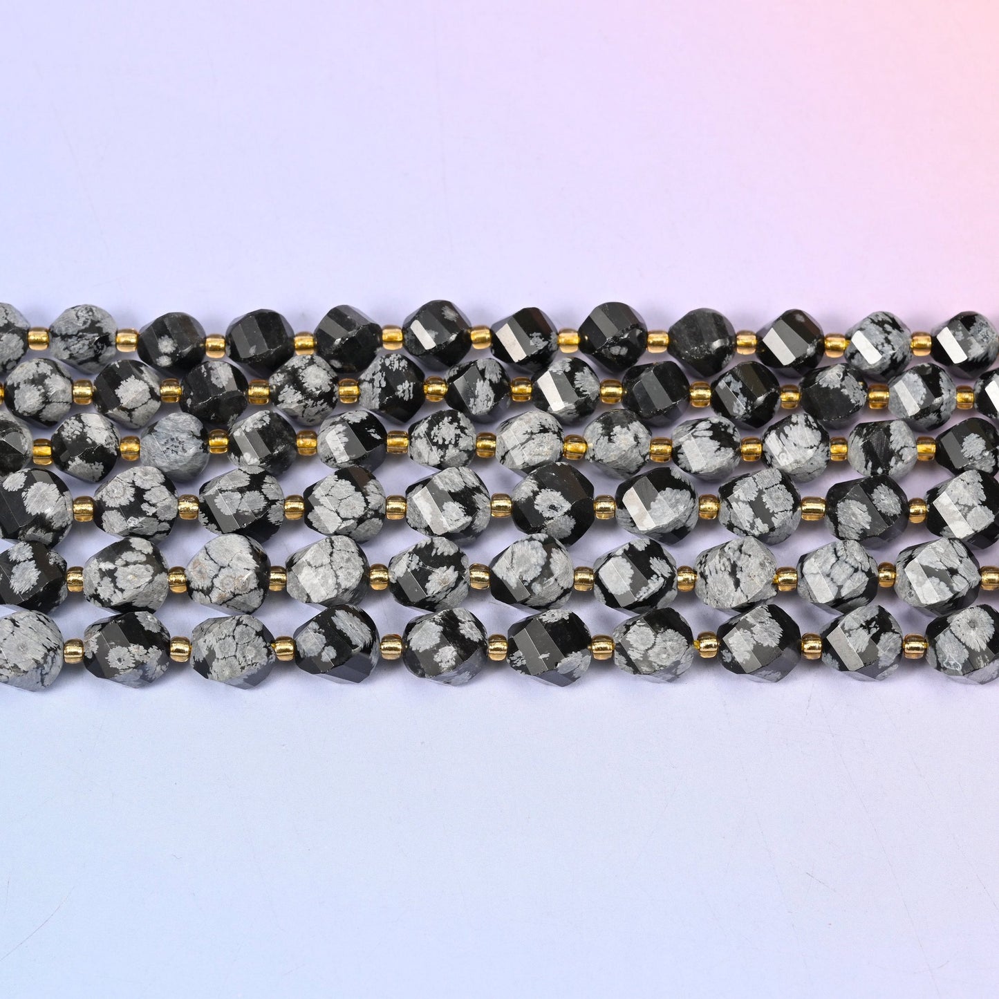 Snowflake Jasper in deep black flecked with grey and chalk-white markings
