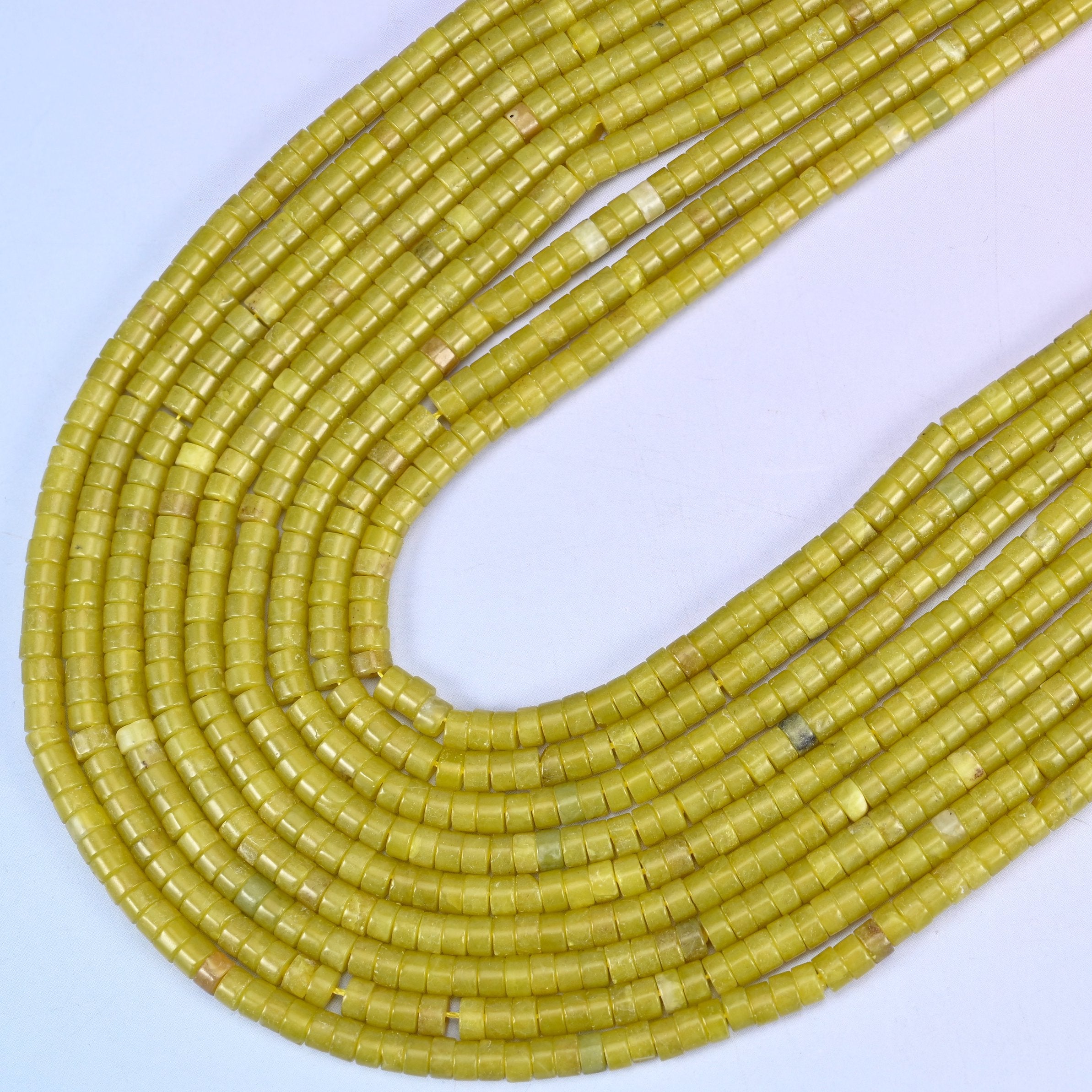 Lemon Jade Smooth Heishi Disc Beads: Jewelry Making Supply, 15.5 Inch Strand