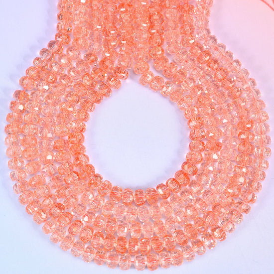 Transparent Orange Faceted Rondelle Glass Beads, hole approximately 1.2mm