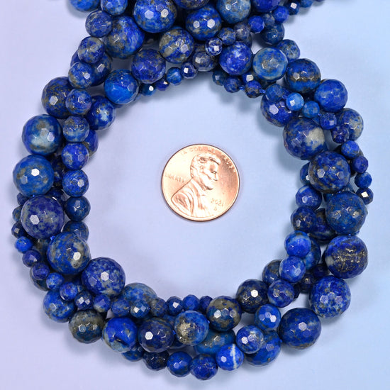 Faceted Gemstone Beads Lapis Lazuli 4mm 6mm 8mm 10mm Royal Blue.