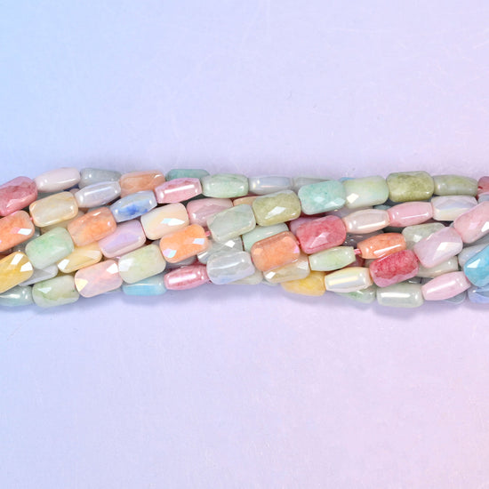 Faceted rectangular glass beads for pastel stretch bracelets and spacer rows.
