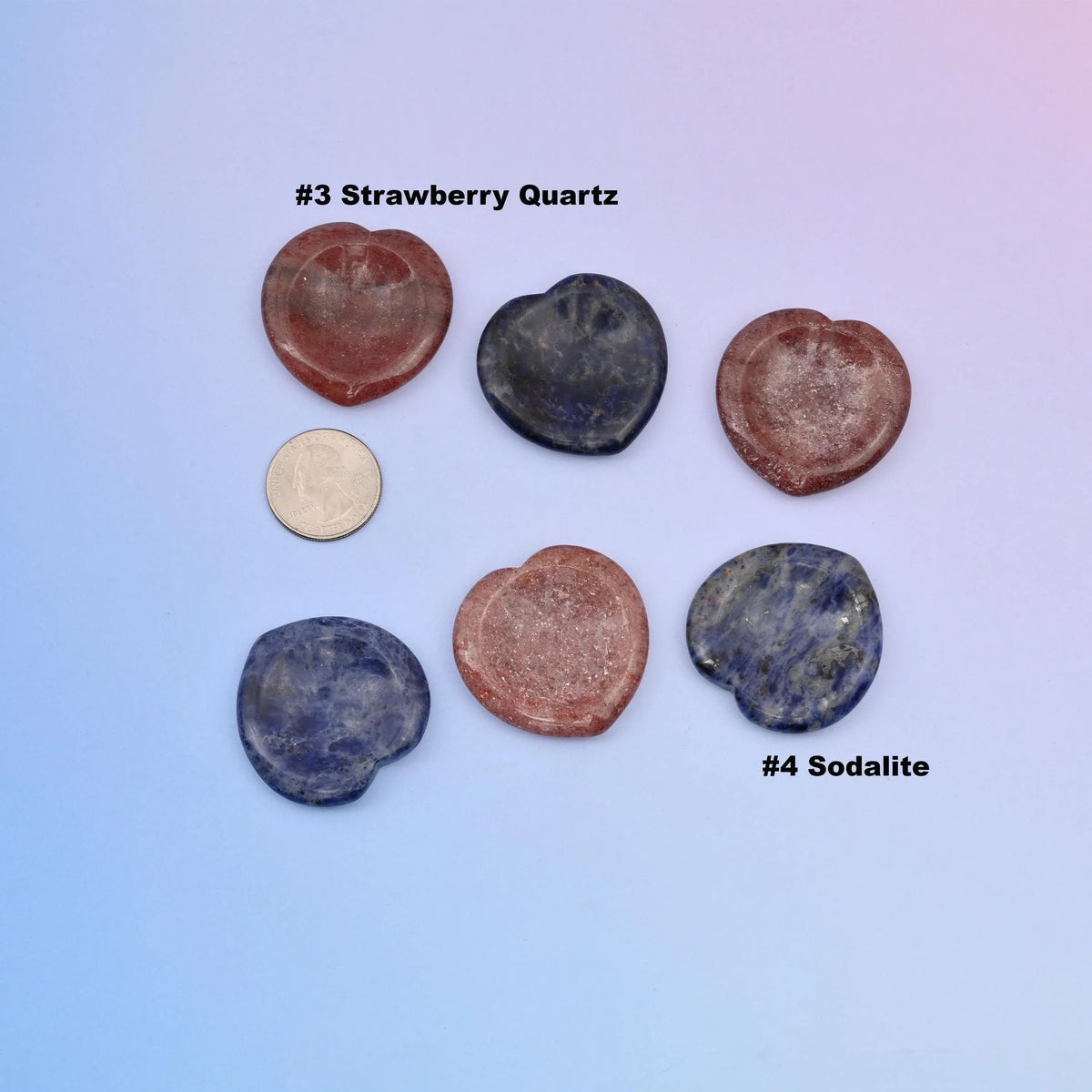 Heart worry stone in a choice of twelve gemstone options