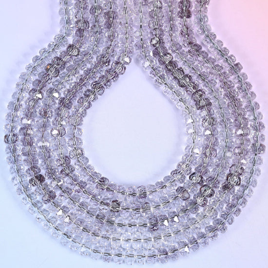 Transparent Light Purple Faceted Rondelle Glass Beads: Size 5x8mm, Jewelry Making Supply