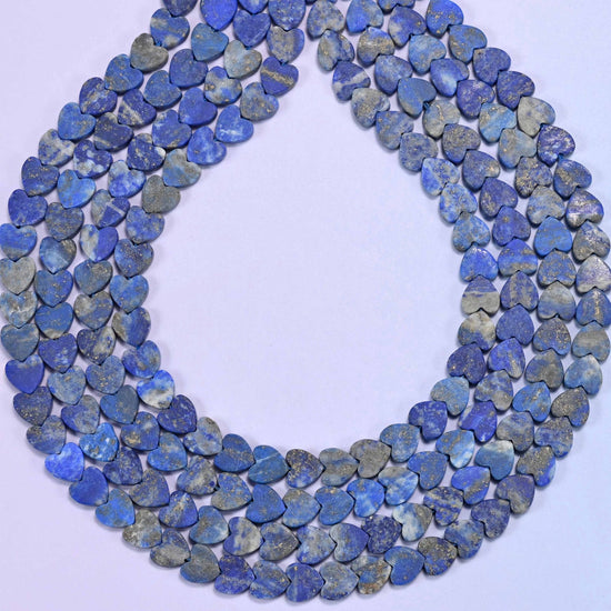 Matte lapis lazuli flat heart beads, hole 0.8mm