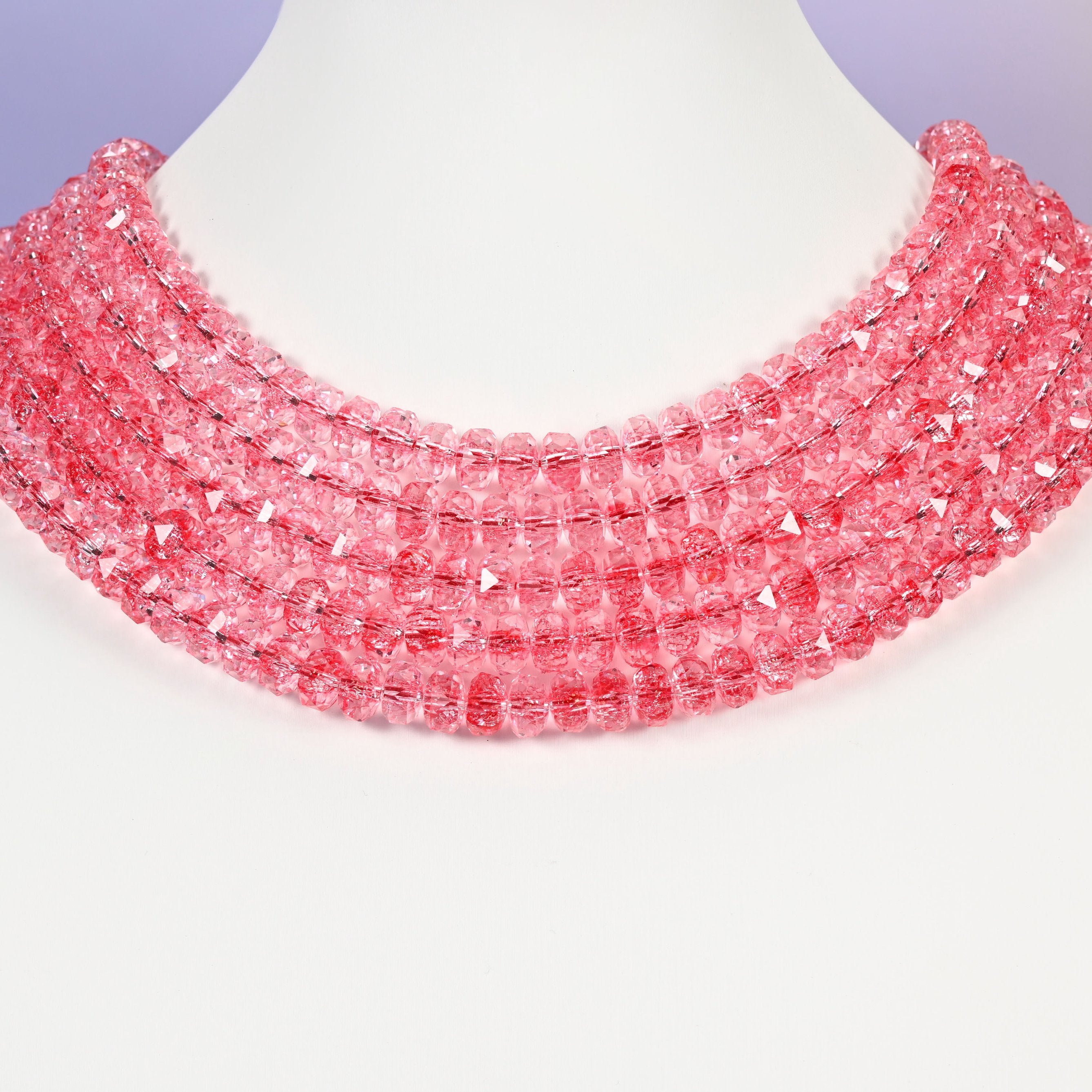 Transparent Red Faceted Rondelle Glass Beads: Size 5x8mm, Jewelry Making Supply