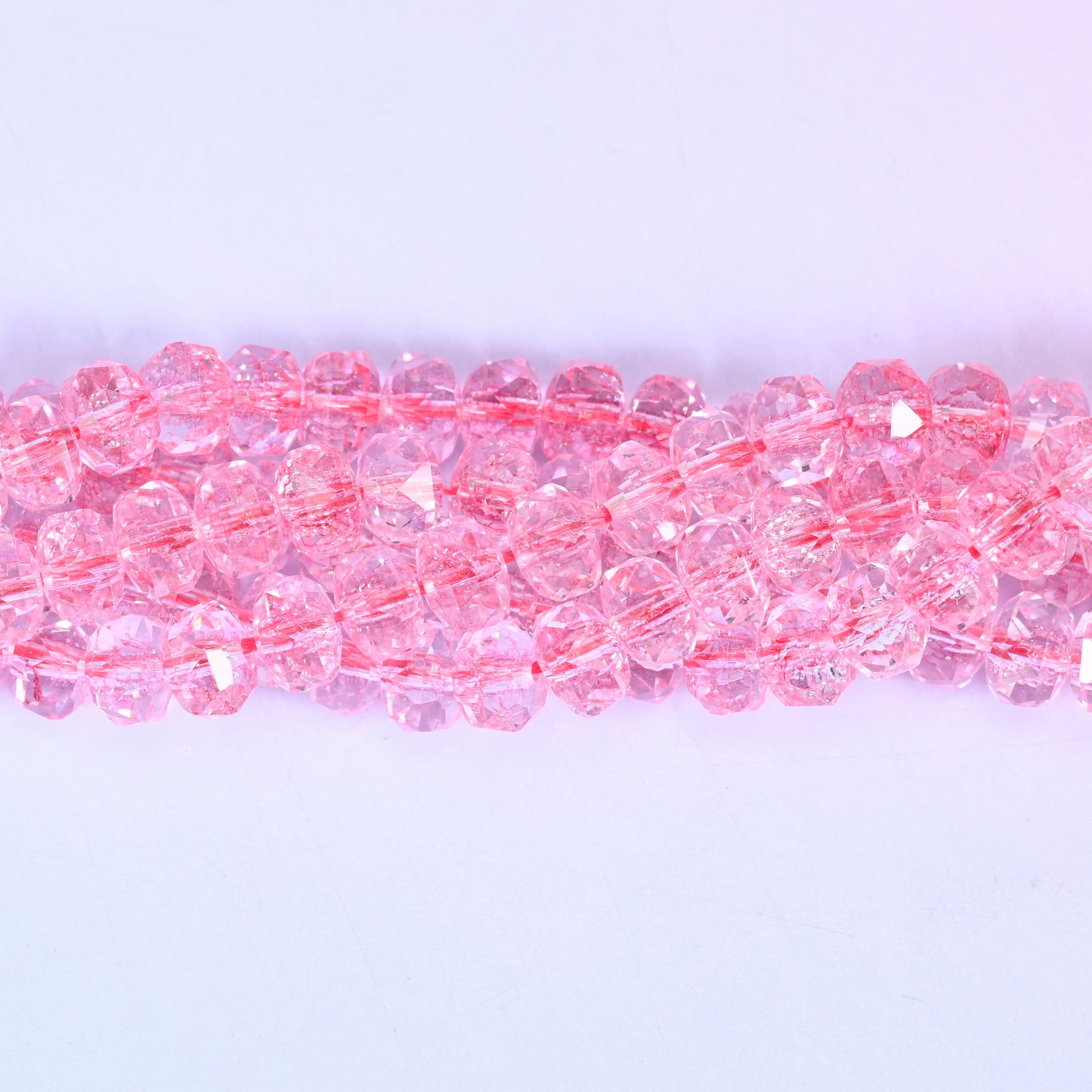 Transparent Pink Faceted Rondelle Glass Beads for jewelry making