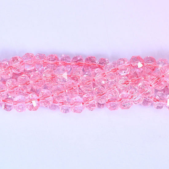 Transparent Pink Faceted Rondelle Glass Beads for jewelry making