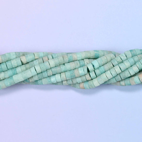 Matte Blue Amazonite Heishi Disc Beads: Jewelry Making Supply, 15 Inch Strand