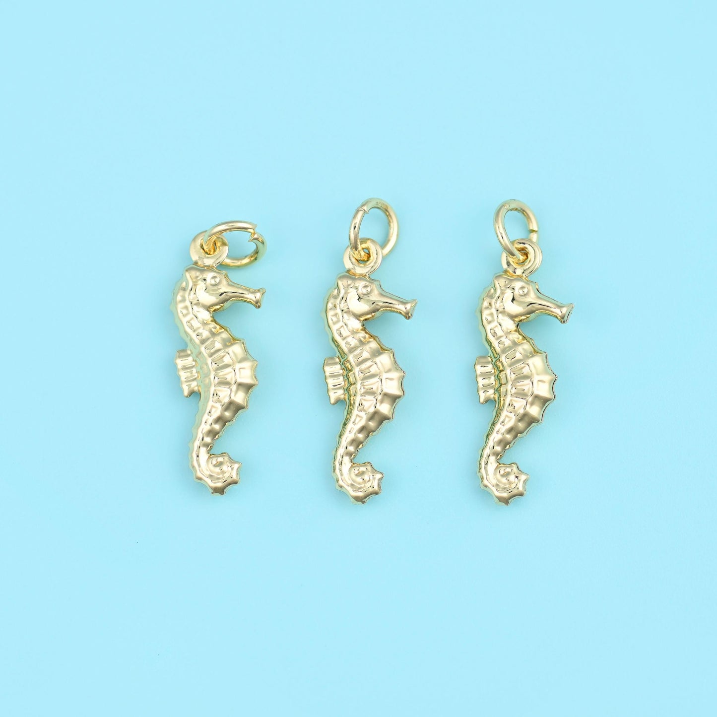 18K Gold Filled Seahorse Charm 20.84x8.05mm, 1 Piece