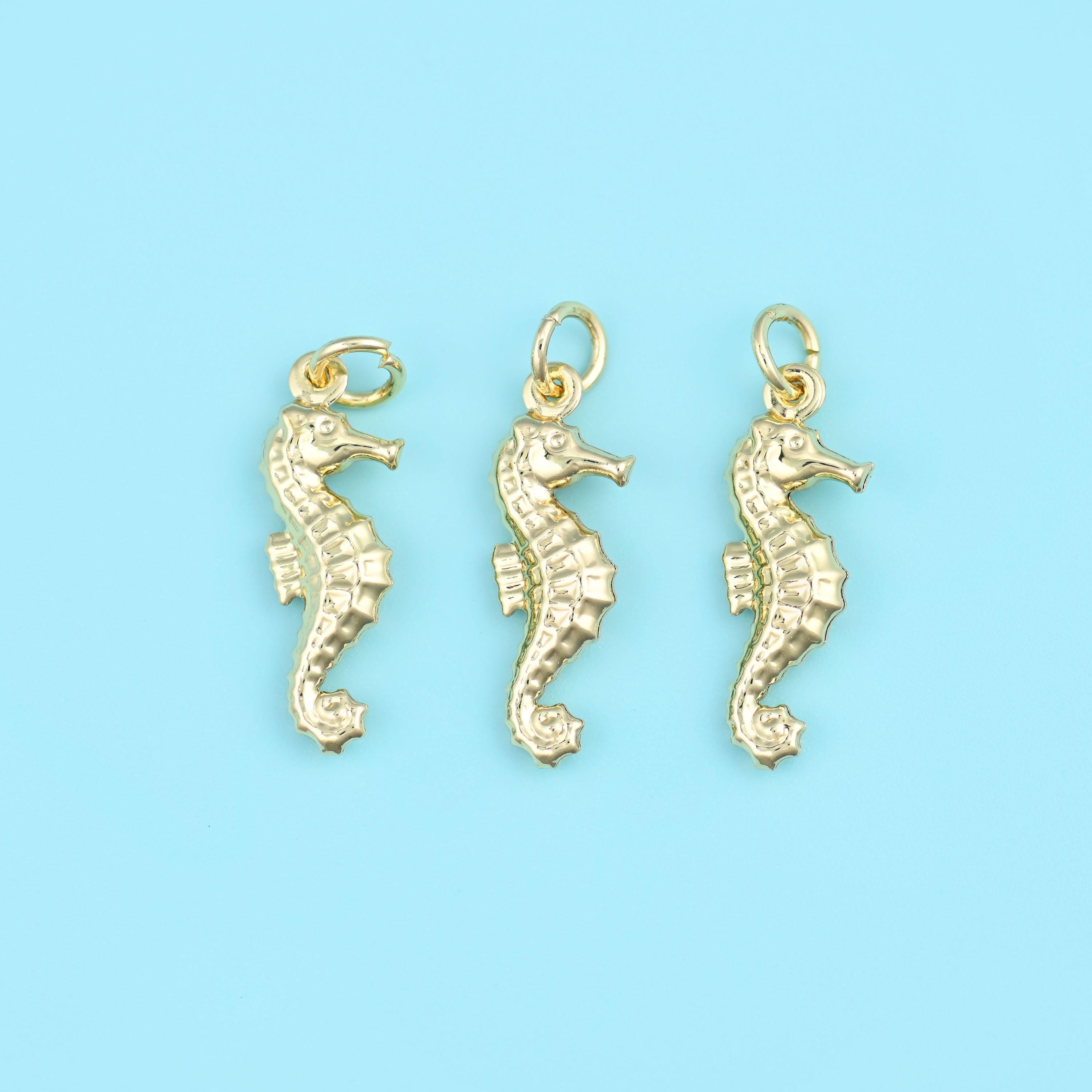 18K Gold Filled Seahorse Charm 20.84x8.05mm, 1 Piece