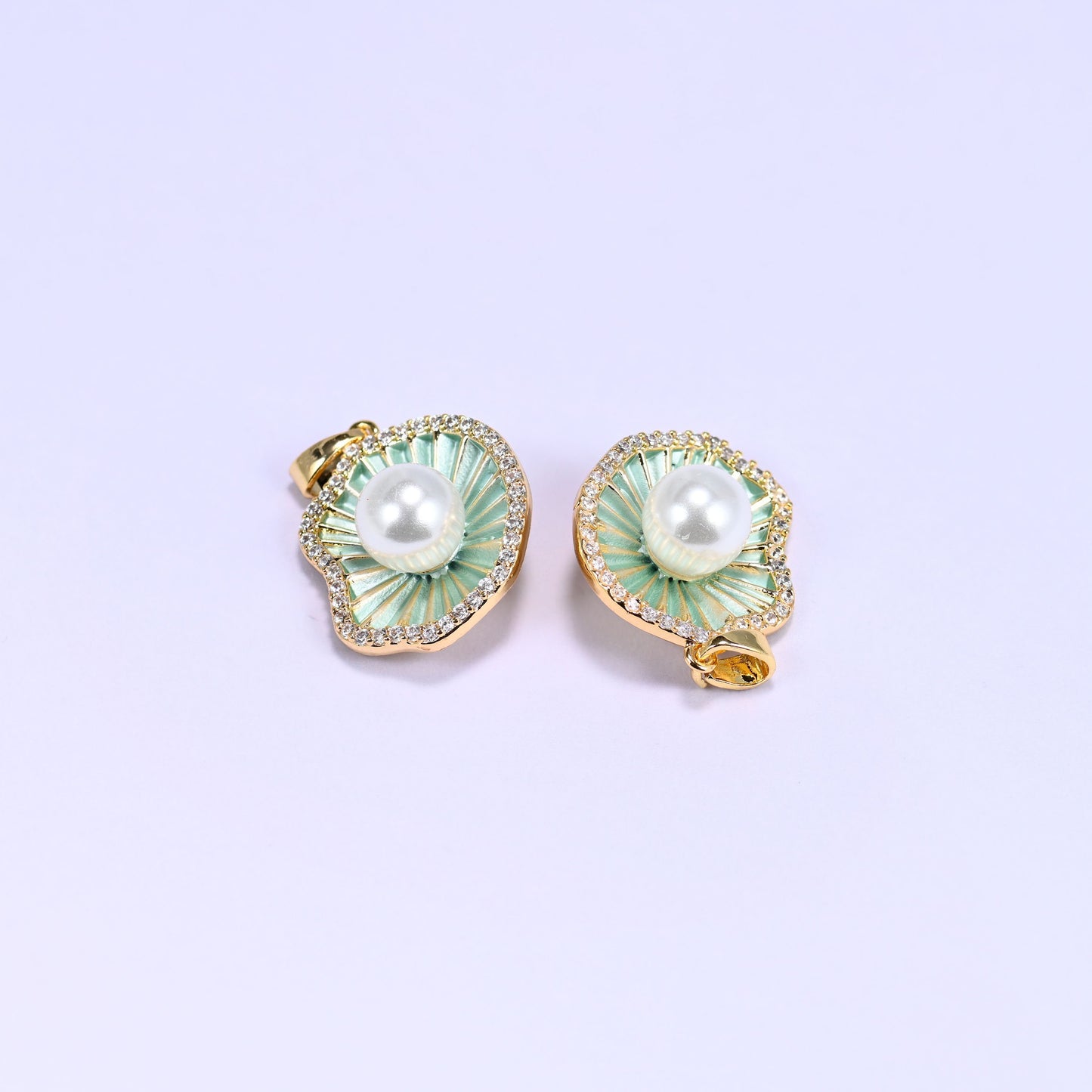 Shell Pearl Zircon Charms, sold individually