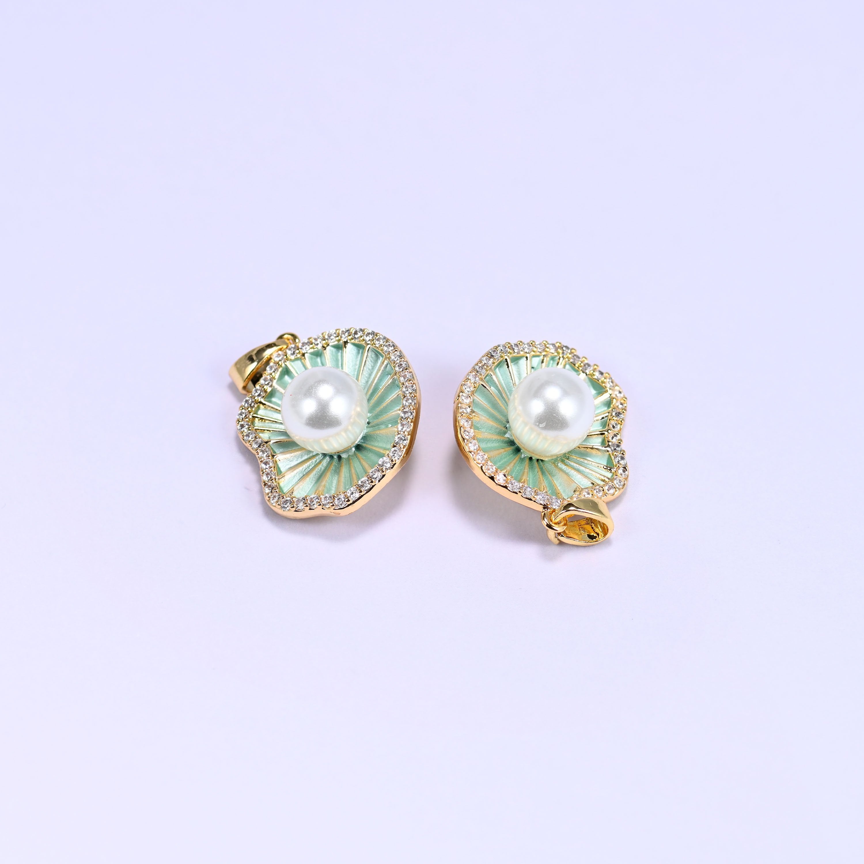 Shell Pearl Zircon Charms, sold individually