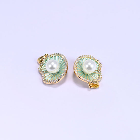 Shell Pearl Zircon Charms, sold individually