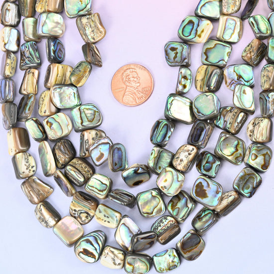 Rectangle with slightly rounded corners cut abalone shell beads
