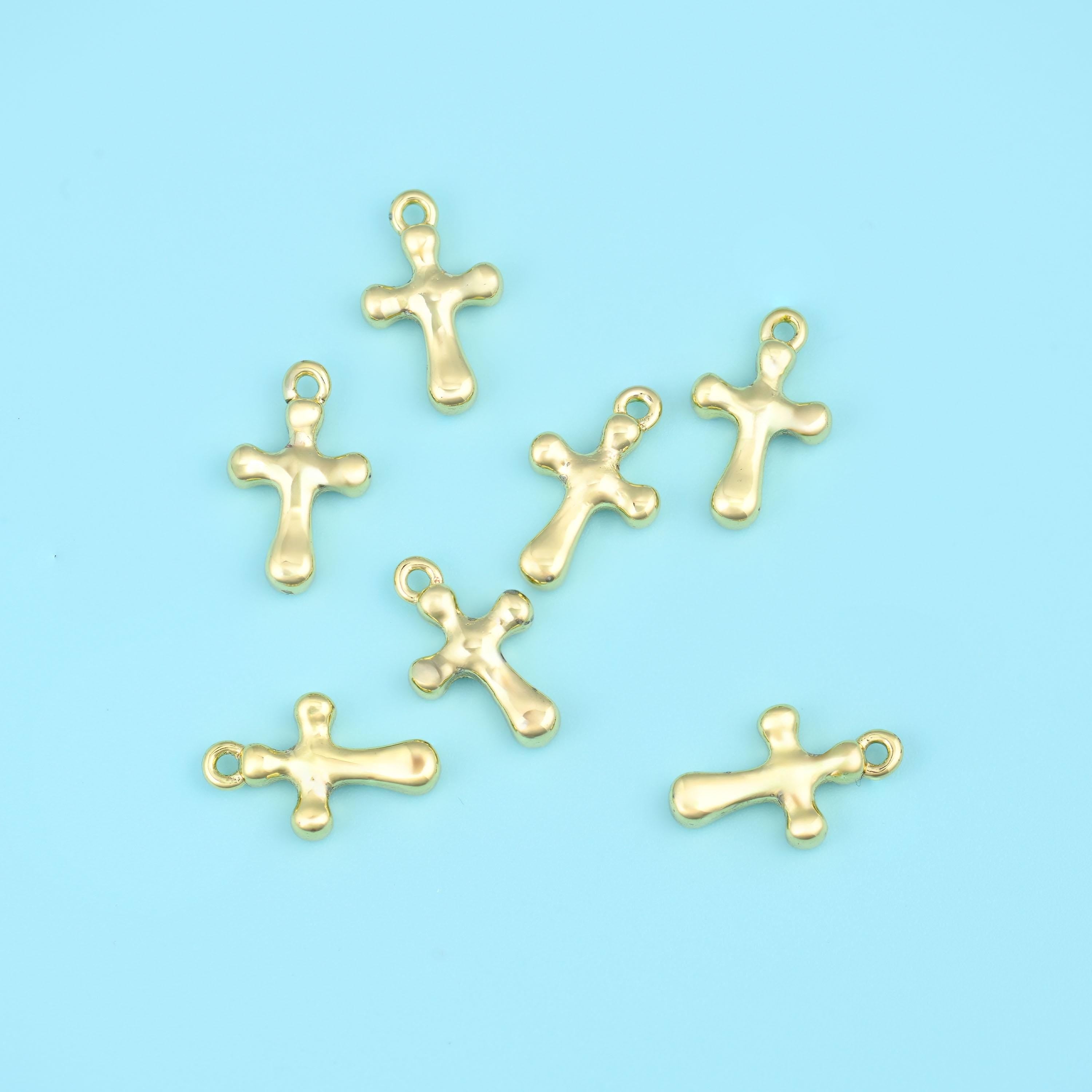 18K Gold Filled Tiny Cross Charm 14x8.66mm