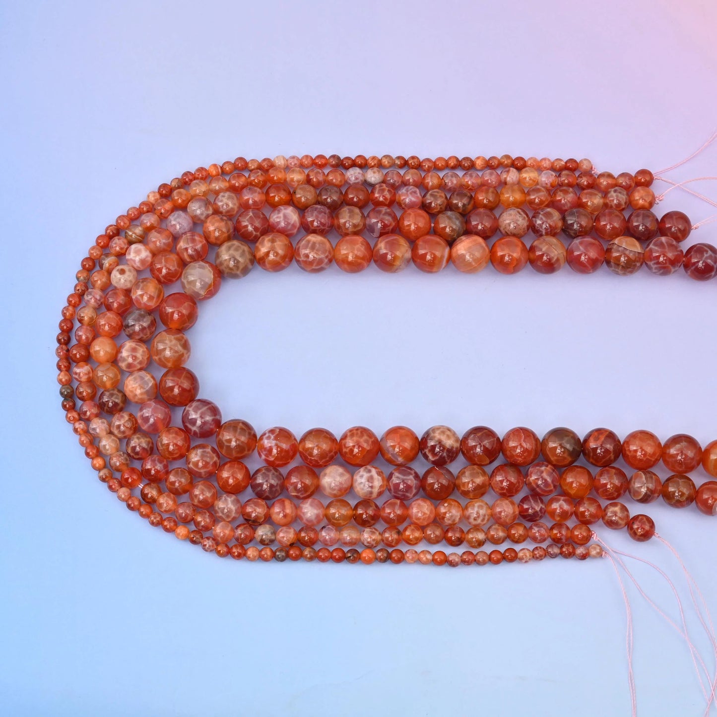 Red Fire Agate beads in burnt orange and rust red