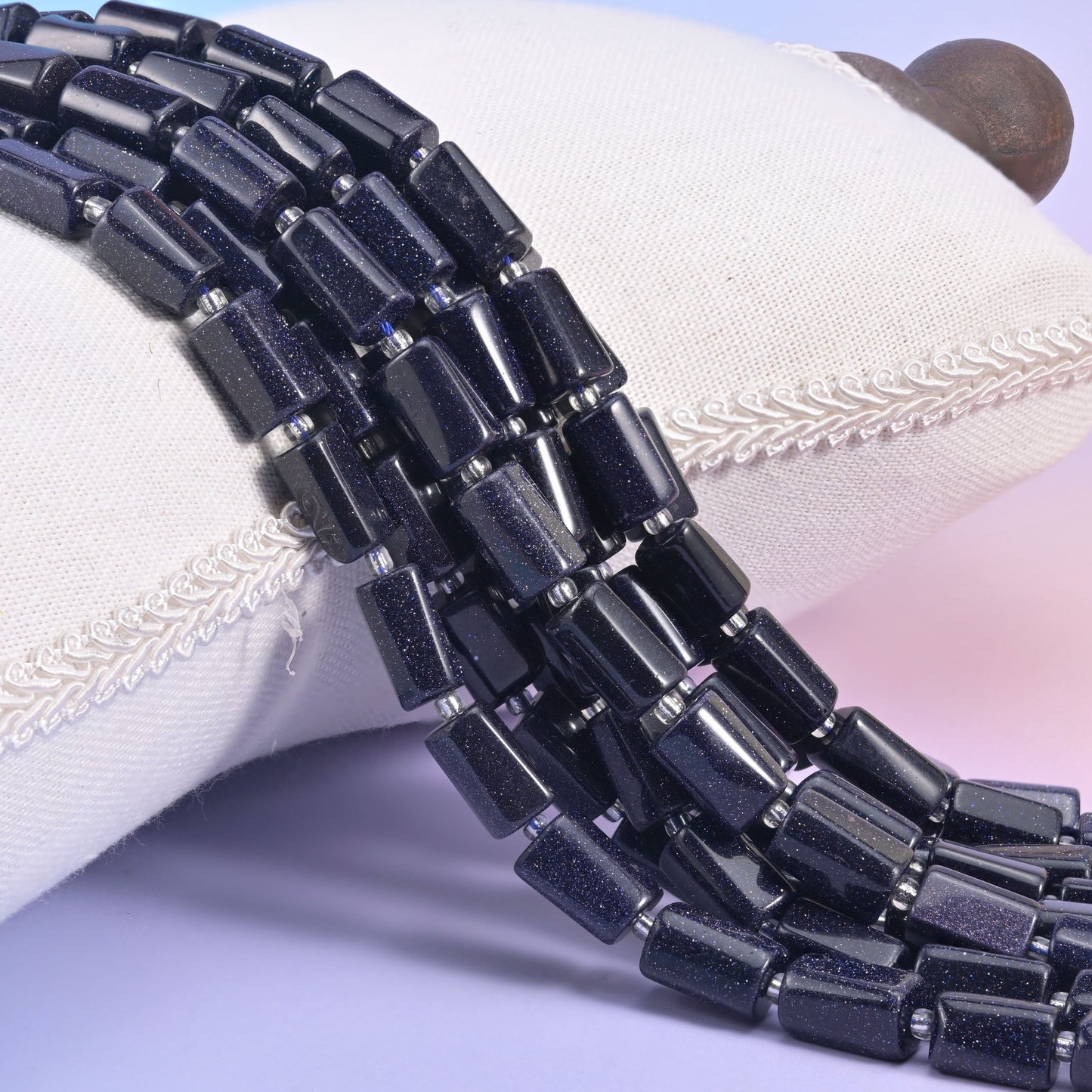 Blue Sandstone Faceted Tube Beads 12x8mm
