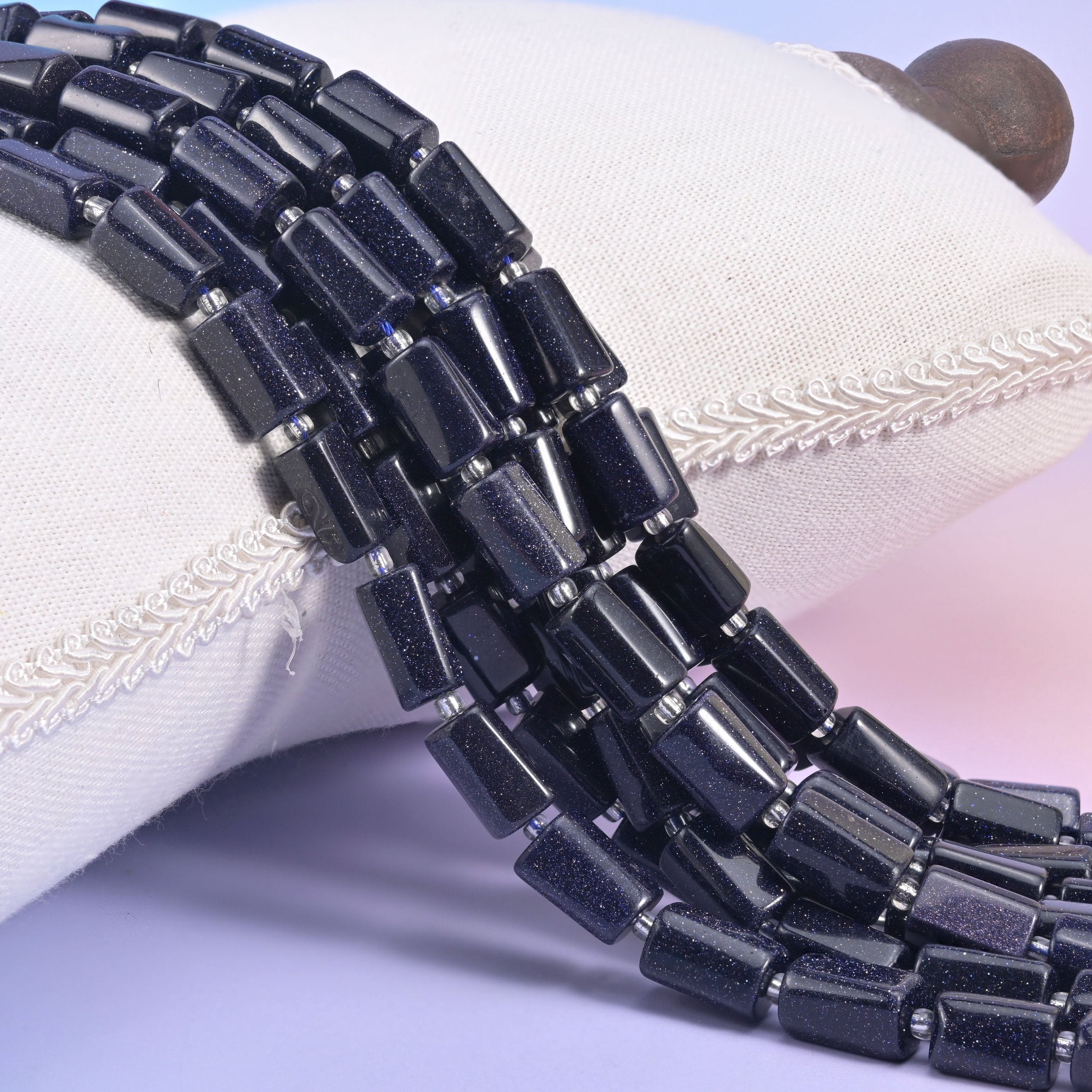 Blue Sandstone Faceted Tube Beads 12x8mm