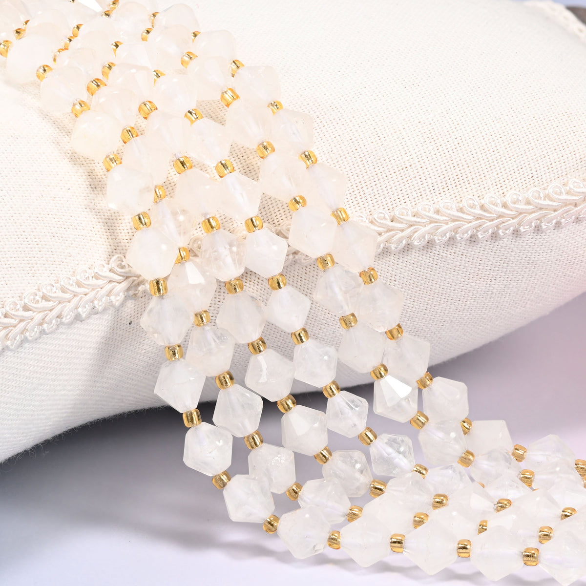 Angolan Quartz Faceted Bicone Beads 8mm Jewelry Making 15 Inch Strand