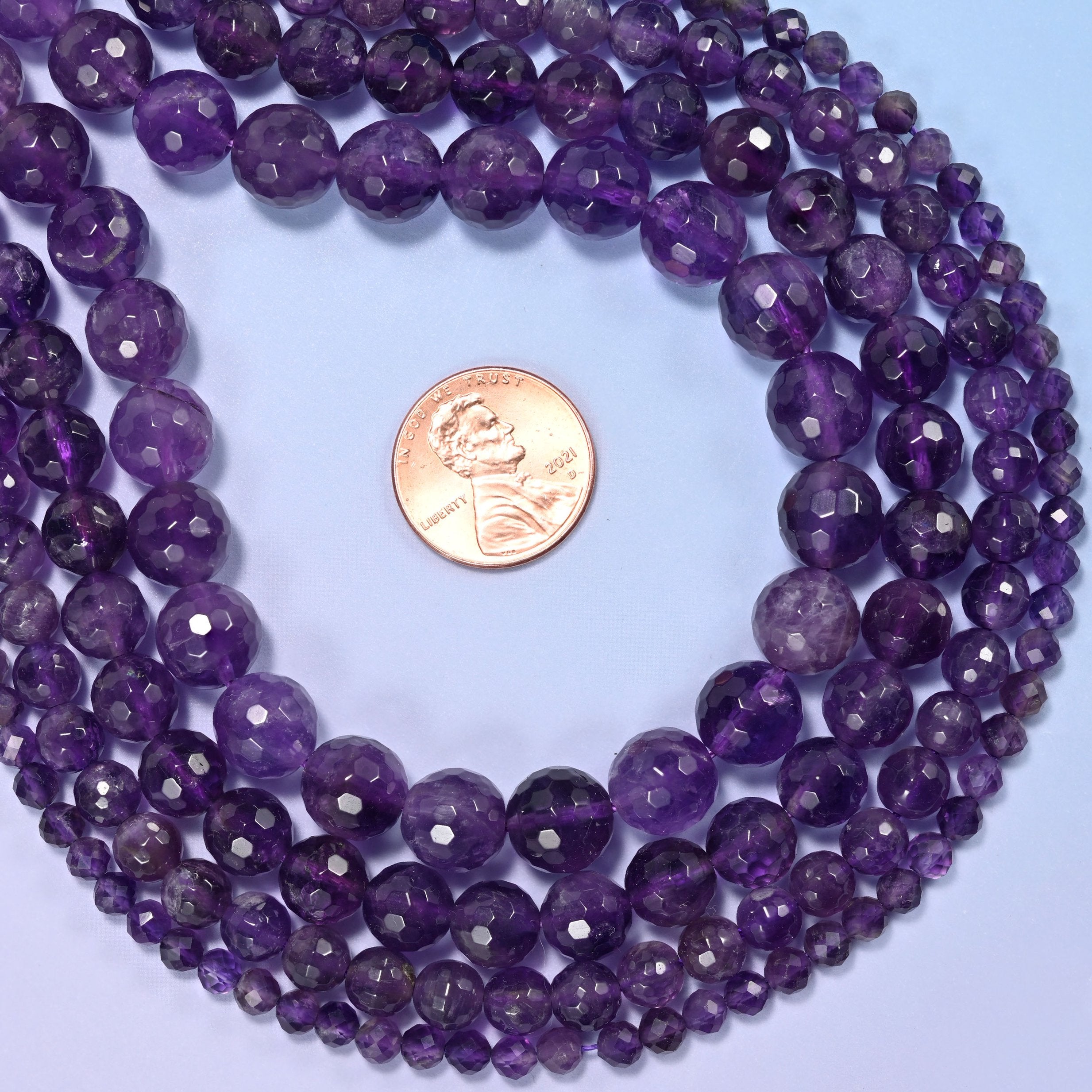 Amethyst Faceted Round Beads: Jewelry Making, 15 Inch Strand