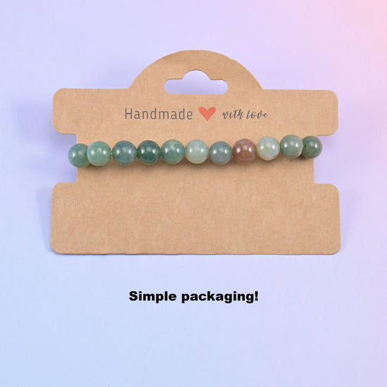 Indian agate beads in muted sage green, dusty rose, cream and rust orange