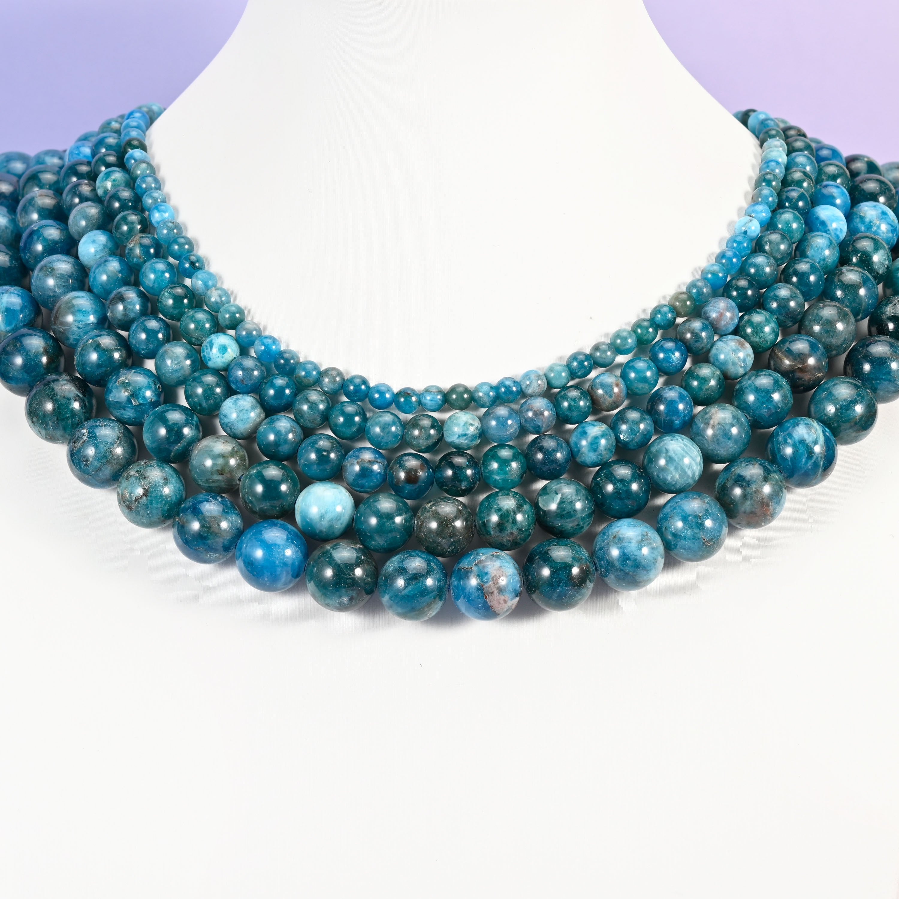 Blue Apatite Smooth Round Beads: Jewelry Making 15.5 Inch Strand
