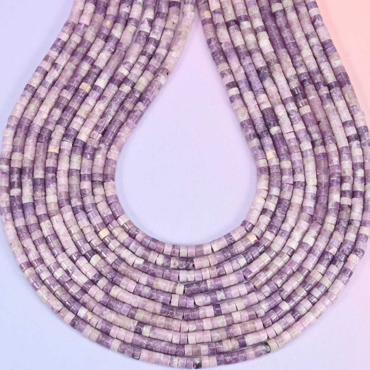 Lepidolite Smooth Heishi Disc Beads, hole 1.0mm