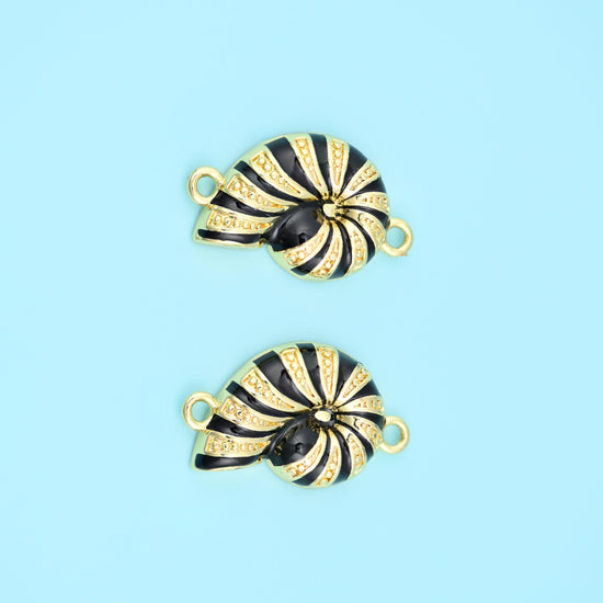 Brass beads, sea snail shell connector, 19.05 x 11.21mm